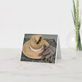 Gut gebrauchte Gartenhut und Handschuhe Karte