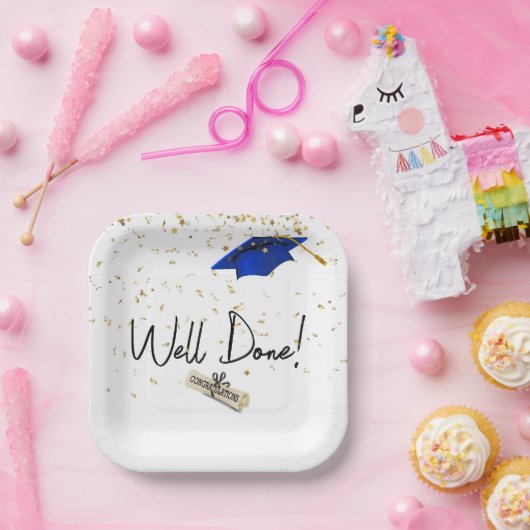 Gut gefertigter Abschluss Gold Confetti mit Blue C Pappteller (Party)