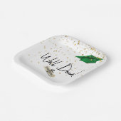 Gut gefertigter Abschluss Gold Confetti mit grüner Pappteller (Gewinkelt)