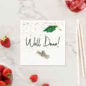 Gut gefertigter Abschluss Gold Confetti mit grüner Serviette (Beispiel)