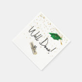 Gut gefertigter Abschluss Gold Confetti mit grüner Serviette (Ecke)