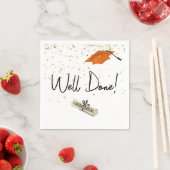 Gut gefertigter Abschluss Gold Confetti mit Orange Serviette (Beispiel)