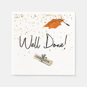 Gut gefertigter Abschluss Gold Confetti mit Orange Serviette