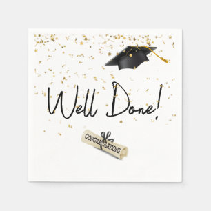 Gut gefertigter Abschluss Gold Confetti mit schwar Serviette