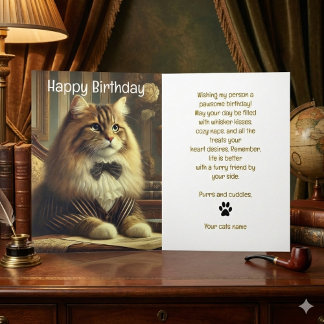 Gut gekleidete Cat Happy Birthday Card Feiertagskarte