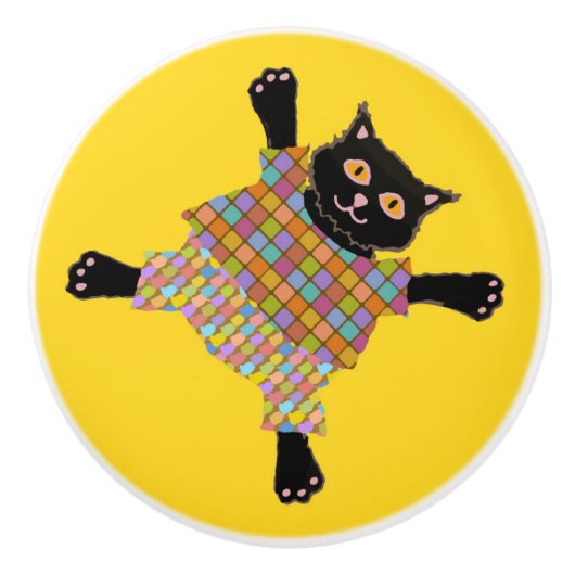 Gut gekleidete Katzen, die im Sonnenschein Paw Pri Keramikknauf (Vorderseite)