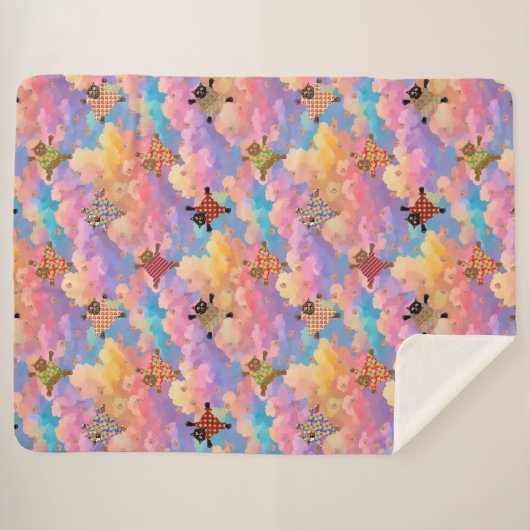Gut gekleidete Katzen, die in den Wolken Paw Print Sherpadecke (Vorderseite (Horizontal))