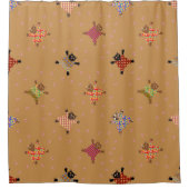 Gut gekleidete Katzen, die Paw Prints im Sand hers Duschvorhang (Vorderseite)