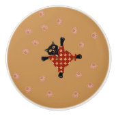 Gut gekleidete Katzen, die Paw Prints im Sand hers Keramikknauf (Vorderseite)