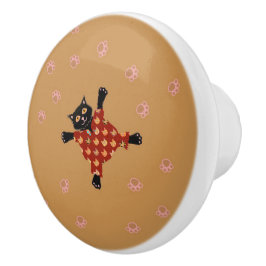 Gut gekleidete Katzen, die Paw Prints im Sand hers Keramikknauf