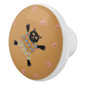 Gut gekleidete Katzen, die Paw Prints im Sand hers Keramikknauf (Rechts)