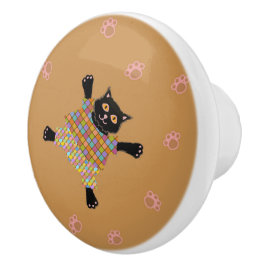 Gut gekleidete Katzen, die Paw Prints im Sand hers Keramikknauf