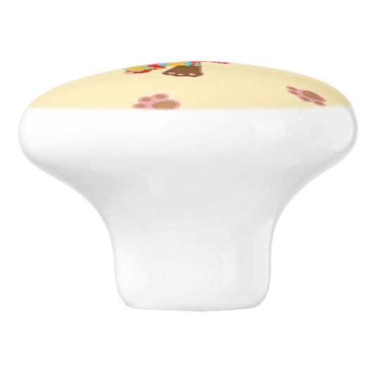 Gut gekleidete Katzen mit Funky Plushies Keramikknauf (Seitenansicht)