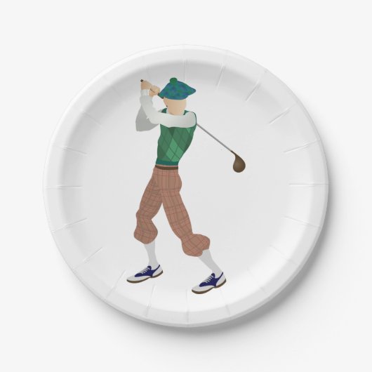 Gut gekleideter Golfer Pappteller (Vorderseite)