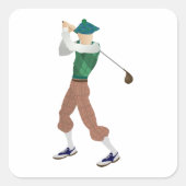 Gut gekleideter Golfer Quadratischer Aufkleber (Vorderseite)