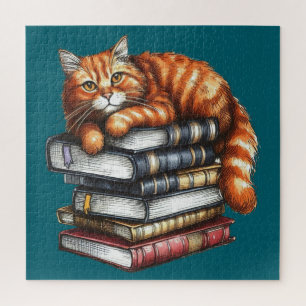 Gut gelesen Tabby Katze; Buch Würmer Geschenke Puzzle