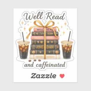 Gut gelesen und koffeiniertes Buch Lover Book Tok Aufkleber
