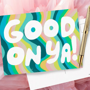 GUT GEMACHT Bubble Letters Pink Grün Gestreift Postkarte
