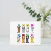 Gut gemacht Glückwunsch Cartoon Cats Postkarte (Stehend Vorderseite)