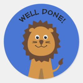 Gut gemacht, Löwen Lehrer blau Runder Aufkleber