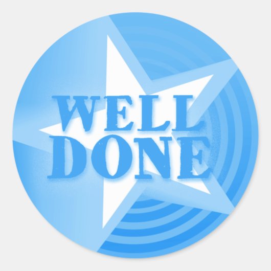 Gut gemacht Sternlob Aufkleber blau (Vorderseite)
