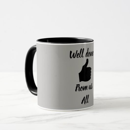 Gut gemacht von uns allen Tasse (Vorderseite Links)