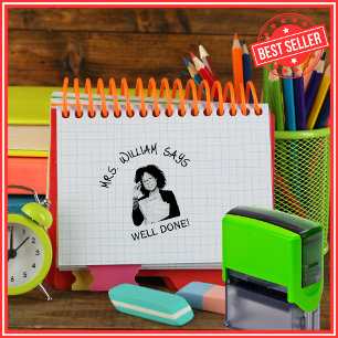 Gut Gemachter Lehrer Foto & Name Cute Einfache Ste Permastempel