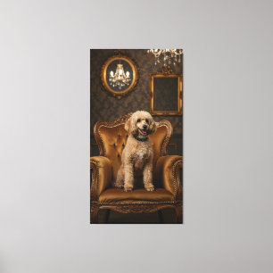 Gut gepflegtes Poodle auf einem Vintagen Samt Leinwanddruck