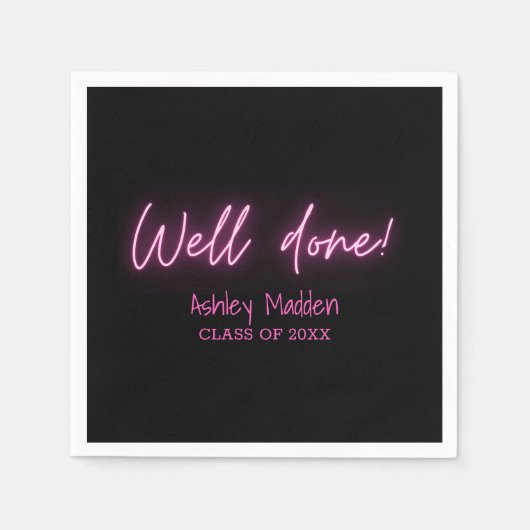 Gut geschaffene Neon Pink Moderne Graduierungspart Serviette (Vorderseite)