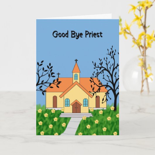 Gut gesegneter Priester mit Kirche Karte (Gelbe Blume)