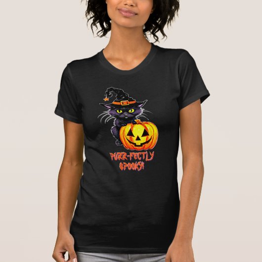 GUT GESPROCHEN! Cat & Pumpkin Hexenhut T-Shirt (Vorderseite)