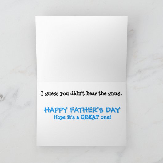 Gut gnus! Vatertag Karte (Innenseite)