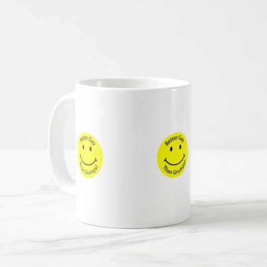Gut-Homosexuell-als-Mürrisch-Smiley-Gesicht, Kaffeetasse (Vorderseite Links)