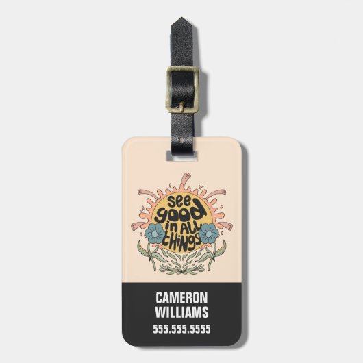 Gut in allen Dingen finden Hippie Graphic Gepäckanhänger (Vorderseite vertikal)