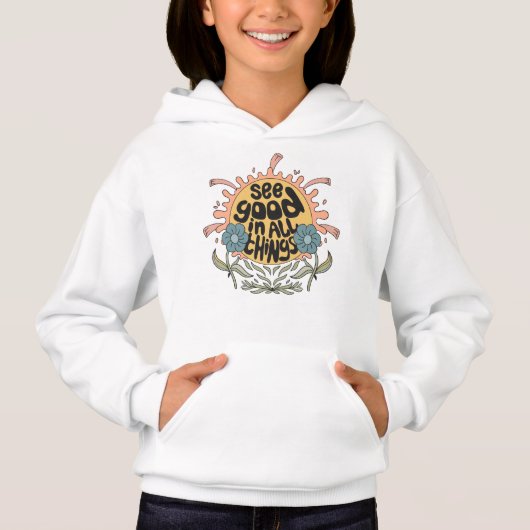 Gut in allen Dingen finden Hippie Graphic Hoodie (Vorderseite)