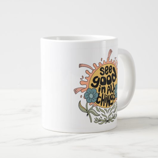 Gut in allen Dingen finden Hippie Graphic Jumbo-Tasse (Vorderseite Rechts)