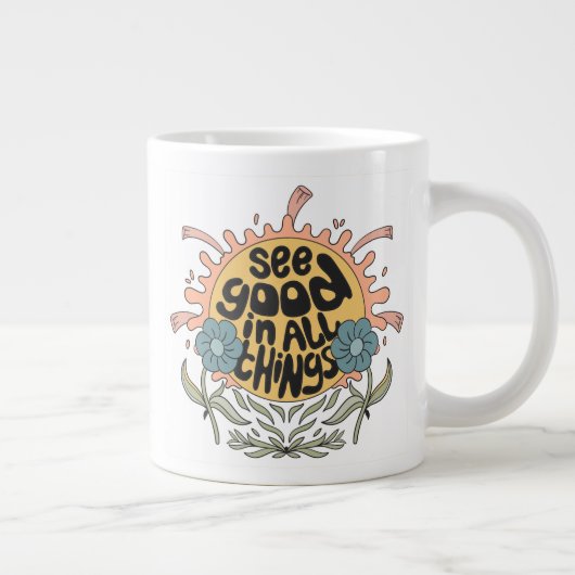 Gut in allen Dingen finden Hippie Graphic Jumbo-Tasse (Rechts)