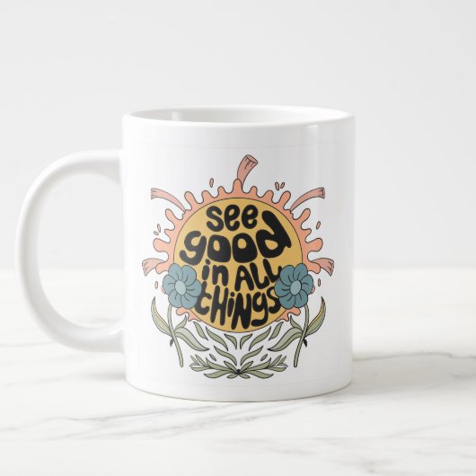 Gut in allen Dingen finden Hippie Graphic Jumbo-Tasse (Links)