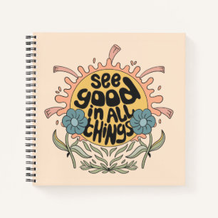 Gut in allen Dingen finden Hippie Graphic Notizblock