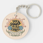Gut in allen Dingen finden Hippie Graphic Schlüsselanhänger (Rückseite)