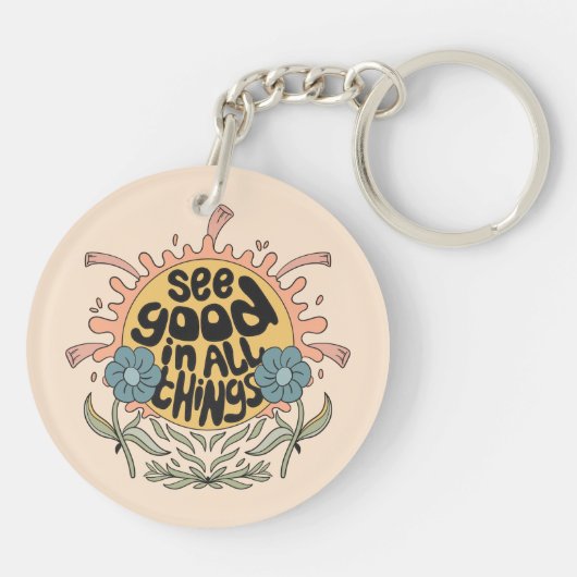 Gut in allen Dingen finden Hippie Graphic Schlüsselanhänger (Rückseite)