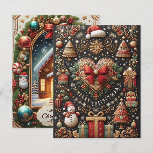 Gut konzipierte Weihnachtskarte Feiertagskarte (Vorne/Hinten)