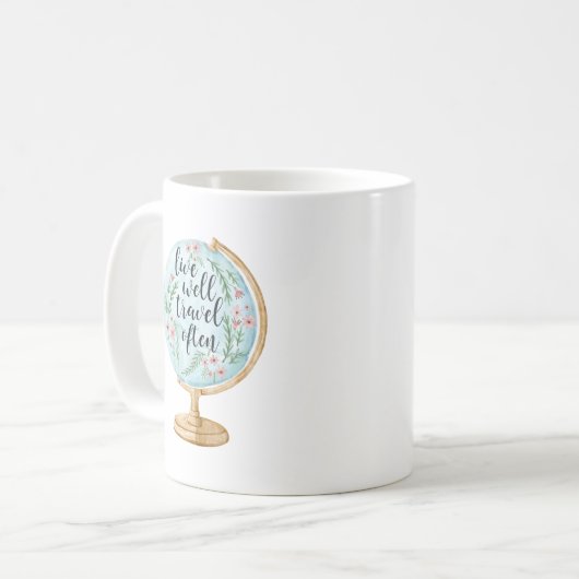 Gut leben, oft reisen kaffeetasse (Vorderseite Links)