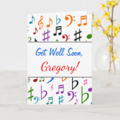 Gut machen + viele farbige Musiknoten und Symbole Karte (Gelbe Blume)