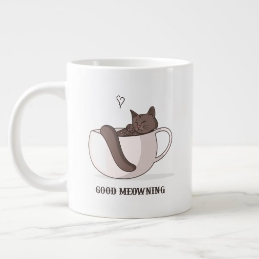 Gut Mewning, Katze auf einem Kaffee-Cup sitzen Jumbo-Tasse (Links)