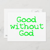 Gut ohne Gott, grün Postkarte (Vorne/Hinten)
