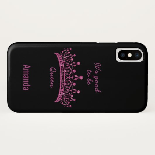 Gut, Queen Pink Glitzer Crown iPhone X Case zu sei (Rückseite (Horizontal))