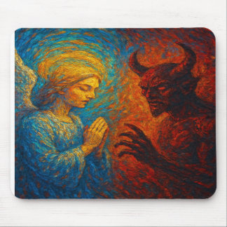 „Gut und Böse – Abstrakte Engel- und Dämonenmalere Mousepad