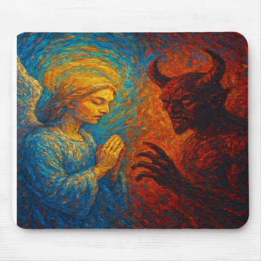 „Gut und Böse – Abstrakte Engel- und Dämonenmalere Mousepad (Vorne)