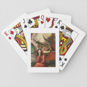 Gut und Böse: Der Teufel verlockt eine junge Frau, Spielkarten